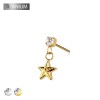 IMPLANT GRADE TITANIUM THREADLESS PUSH IN ROUND CZ DANGLE STAR TOP PART